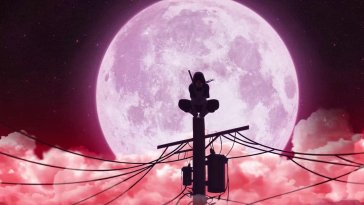 itachi uchiha in front of the red moon animated wallpaper