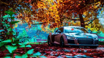 audi r8 plus in the autumn live wallpaper