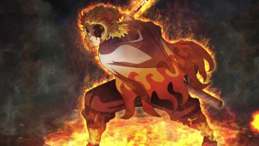 rengoku in fire (demon slayer) live wallpaper