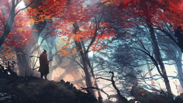 samurai sekiro near trees live wallpaper