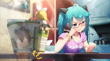 hatsune miku sitting in glasses live wallpaper