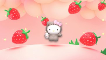 hello kitty with strawberry cocktail live wallpaper