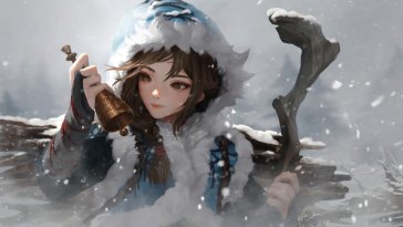 anime girl in blizzard winter live wallpaper