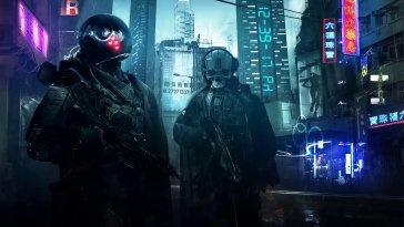 soldiers in cyberpunk live wallpaper