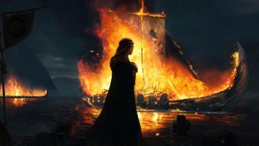 viking ship is burning live wallpaper