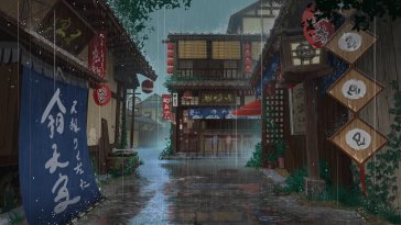anime town rainfall live wallpaper