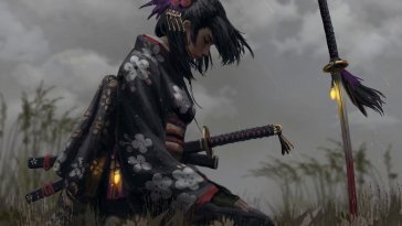 rainfall samurai girl live wallpaper