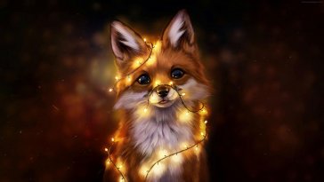 fox with fairy lights live wallpaper