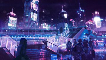 pixel neon light city live wallpaper