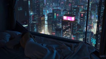 cyberpunk skyscrapers live wallpaper