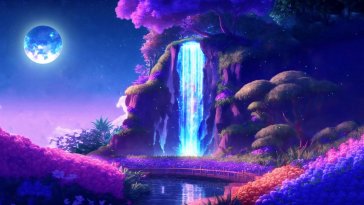 waterfall and fireflies landscape live wallpaper