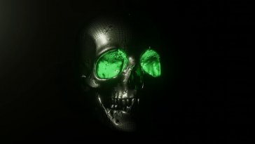 skull with green eyes live wallpaper