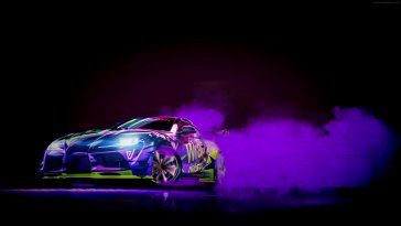 toyota supra car racing drift at night live wallpaper