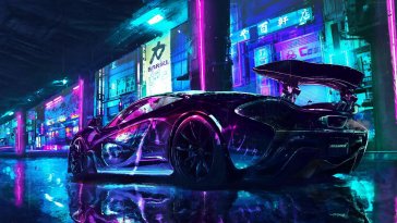 cyberpunk mclaren on a rainy night live wallpaper