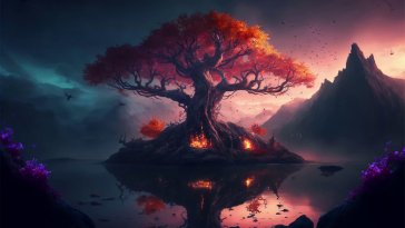 magic fire tree live wallpaper