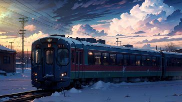 train in winter live wallpaper