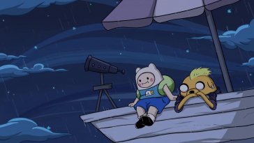 finn and jake waiting in stormy weather live wallpaper
