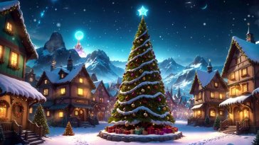 christmas tree in town live wallpaper