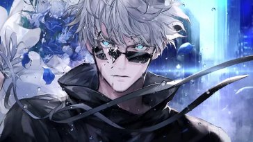 gojo with broken glasses live wallpaper