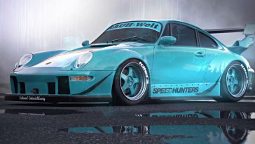 porsche 993 rwb blue live wallpaper