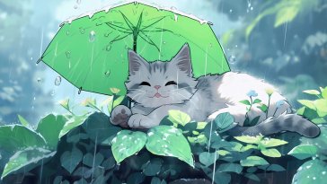 cat in rain live wallpaper