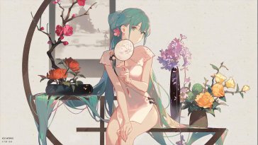 anime girl amongst blooms live wallpaper