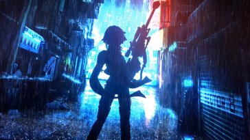 sinon in the rain city live wallpaper