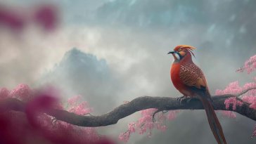 bird amidst blossom live wallpaper