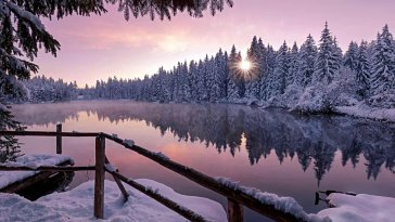 snow landscape with pond live wallpaper