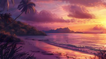 beach with palm trees live wallpaper