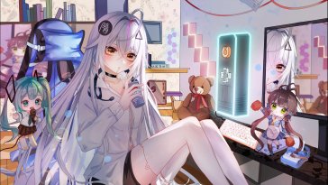 anime girl's gaming space live wallpaper