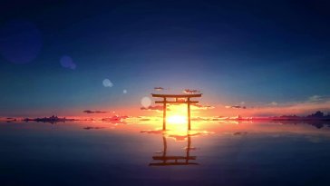 torii at sunset live wallpaper