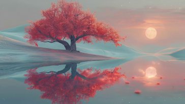 sunset behind tree live wallpaper