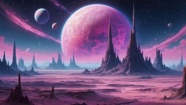 purple planet with moon live wallpaper