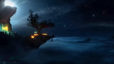 cliffside night fishing live wallpaper