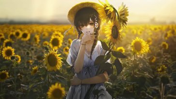 sunflower girl live wallpaper