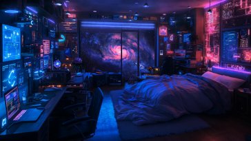 neon galaxy bedroom live wallpaper