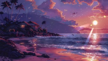 aesthetic evening beach live wallpaper