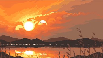 pixel sunset lake live wallpaper