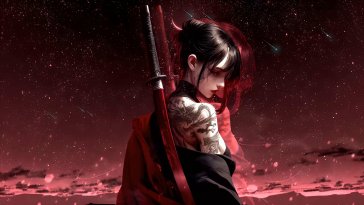 girl tattoo katana live wallpaper