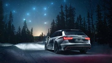 audi rs6 parked on the snowy road live wallpaper