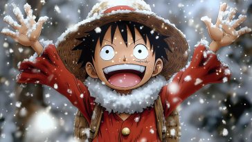 child luffy in winter live wallpaper