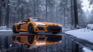 yellow audi r8 on road live wallpaper