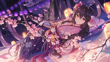 adorable anime girl with sakura live wallpaper