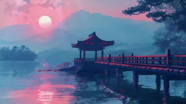 tranquil japan lake view live wallpaper