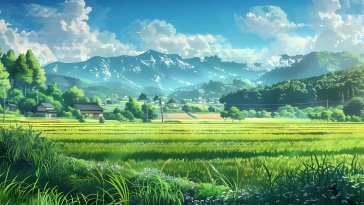 green fields and peaks live wallpaper