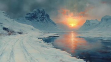 frozen river at sunset live wallpaper
