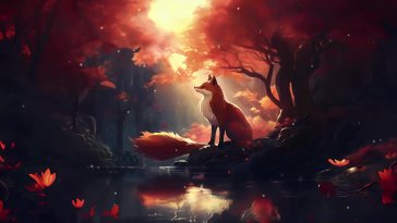 fox in autumn woods live wallpaper