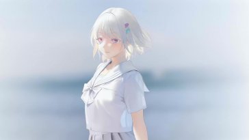 moonlit white-haired girl live wallpaper