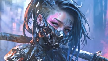 cyberpunk girl’s hidden face live wallpaper